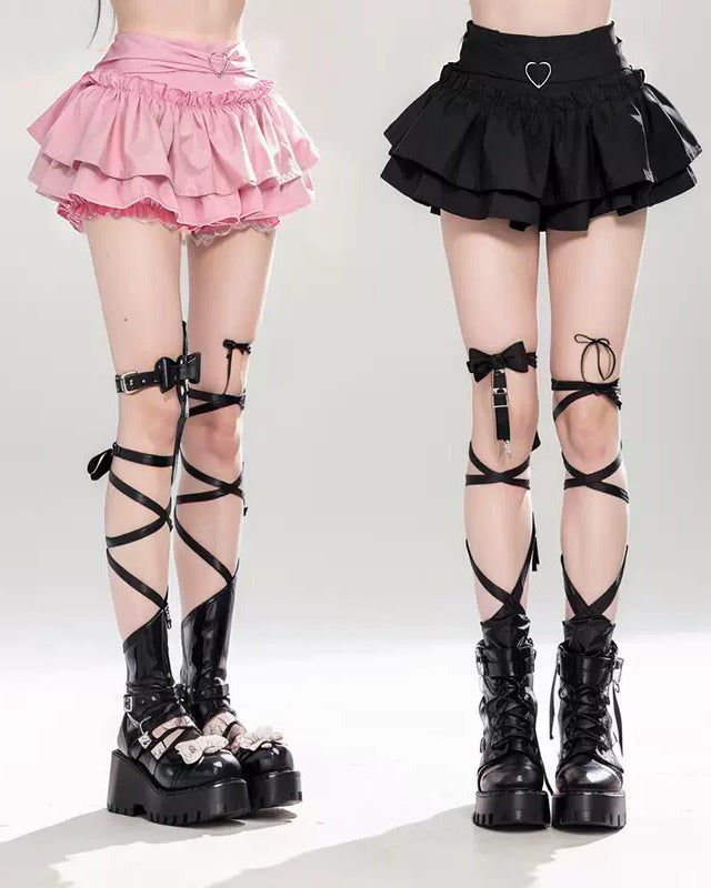 HEART CHARM PINK RUFFLE SKIRT