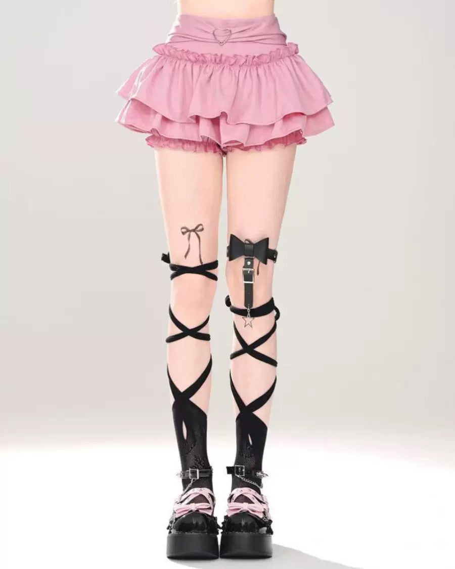HEART CHARM PINK RUFFLE SKIRT
