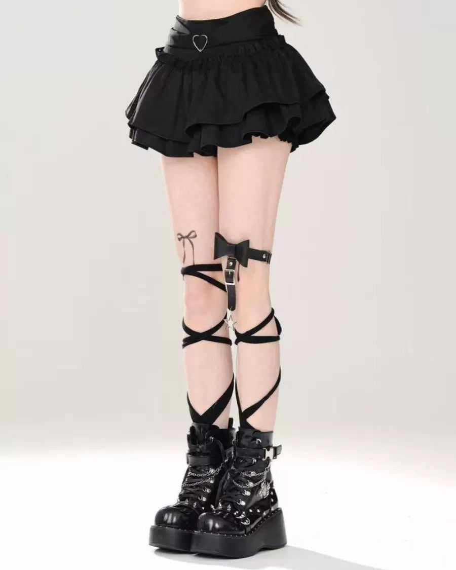 HEART CHARM PINK RUFFLE SKIRT