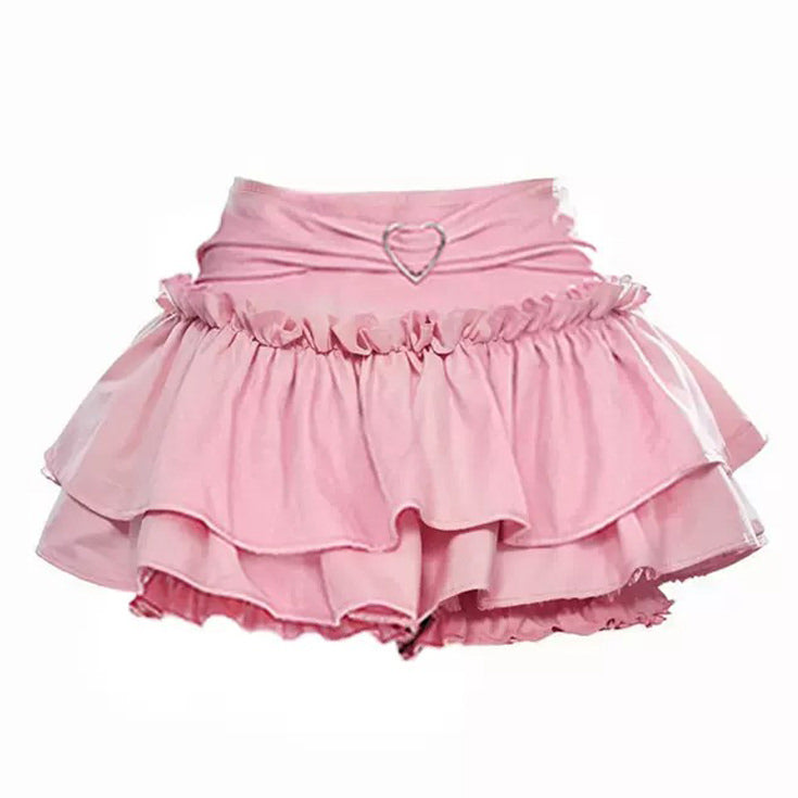 HEART CHARM PINK RUFFLE SKIRT