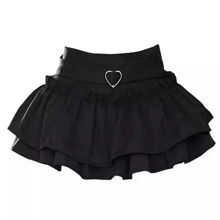 HEART CHARM PINK RUFFLE SKIRT