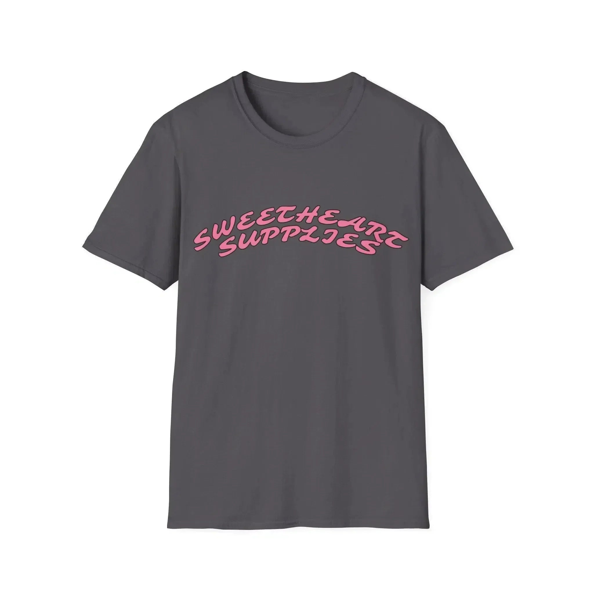 HEATHER GRAY T-SHIRT WITH PINK TEXT - SOFT STYLE RING-SPUN COTTON