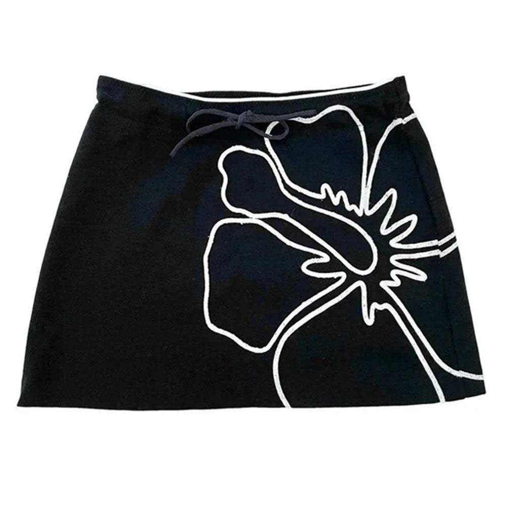 HIBISCUS OUTLINE MINI SKIRT Y2K STYLE