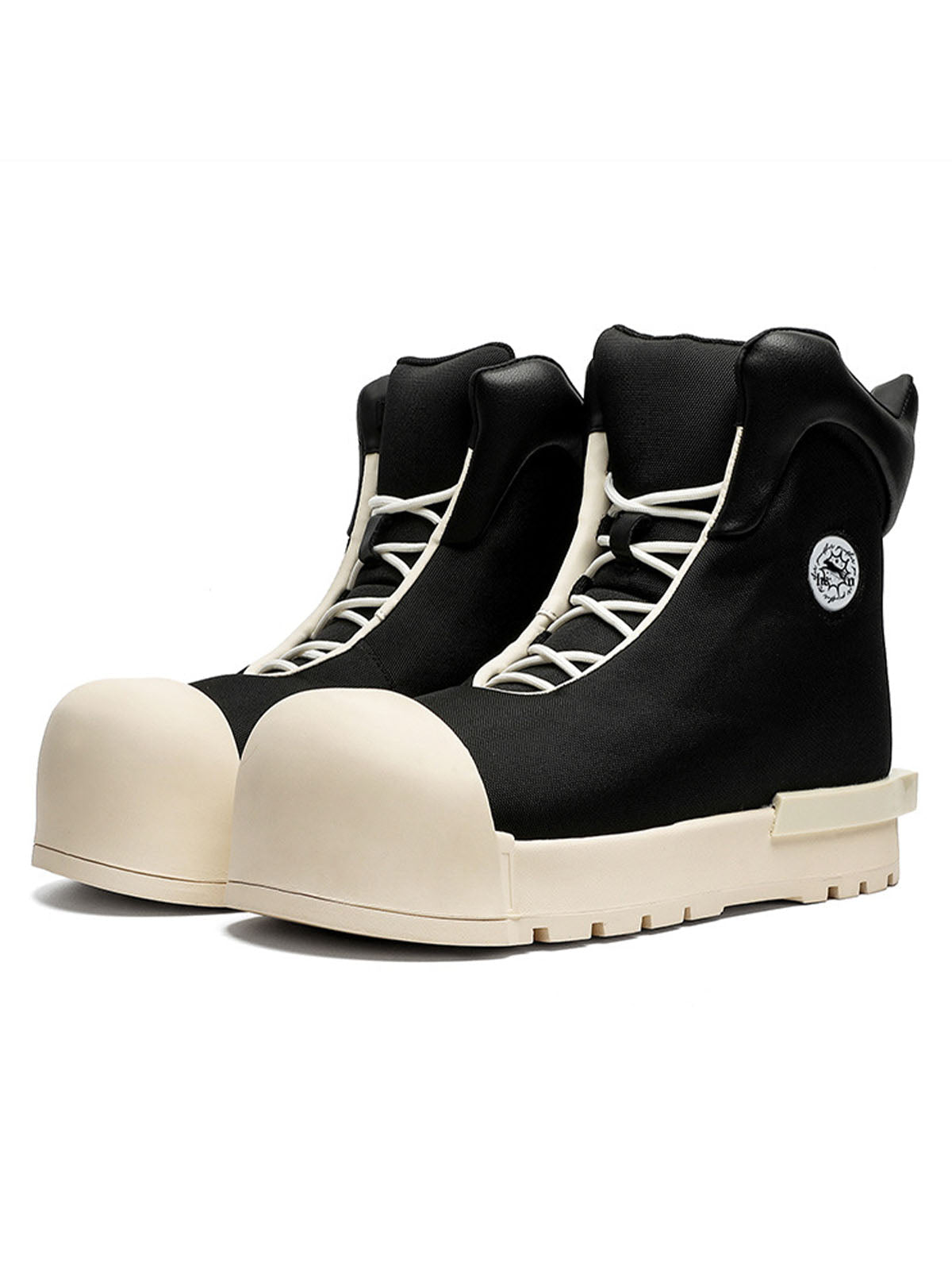 HIGH-TOP BOOTS WITH ROUND TOE AND RUBBER OUTSOLE