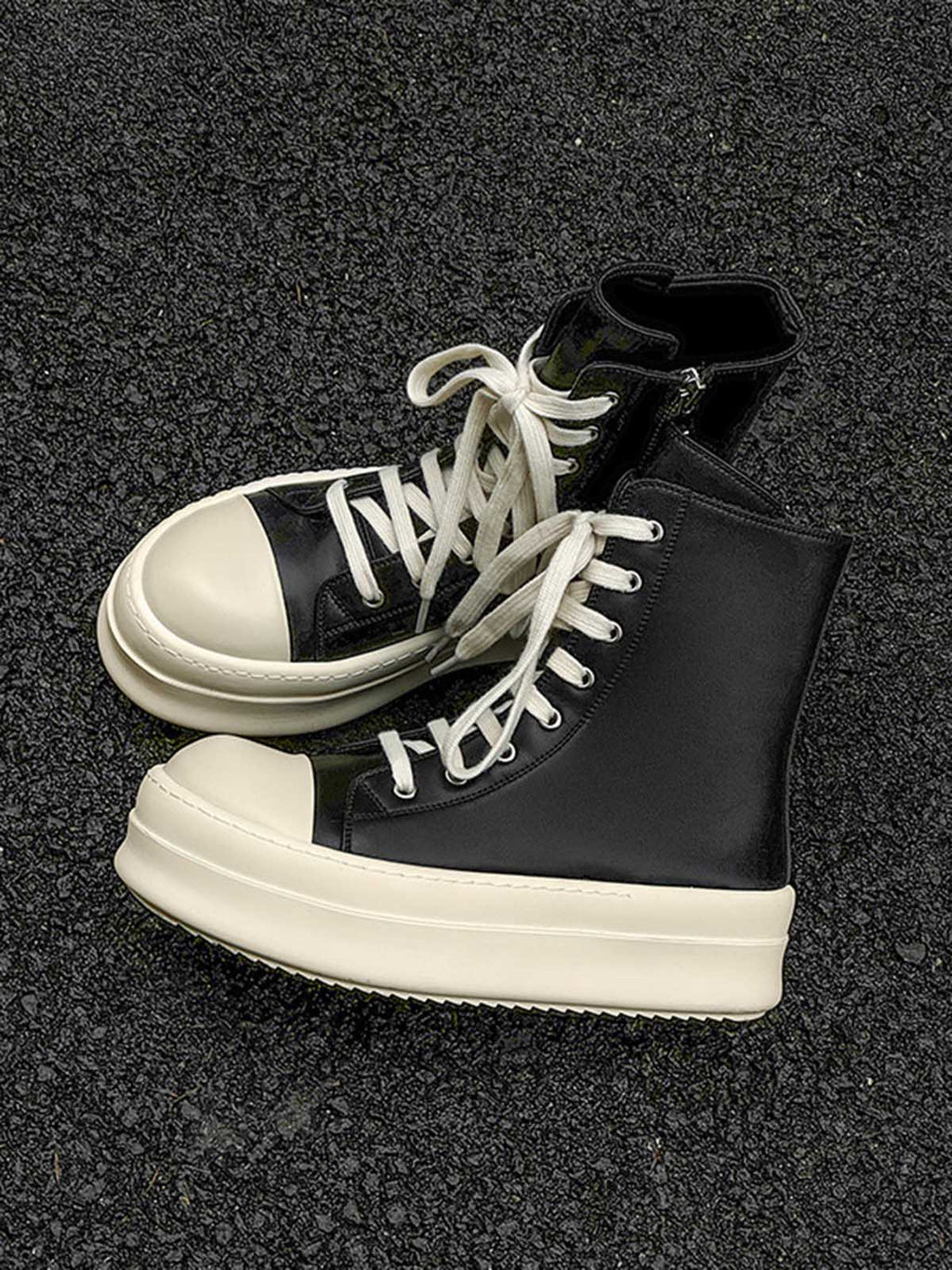 HIGH-TOP SNEAKERS WITH ROUND TOE RUBBER AND THICK WHITE SOLE