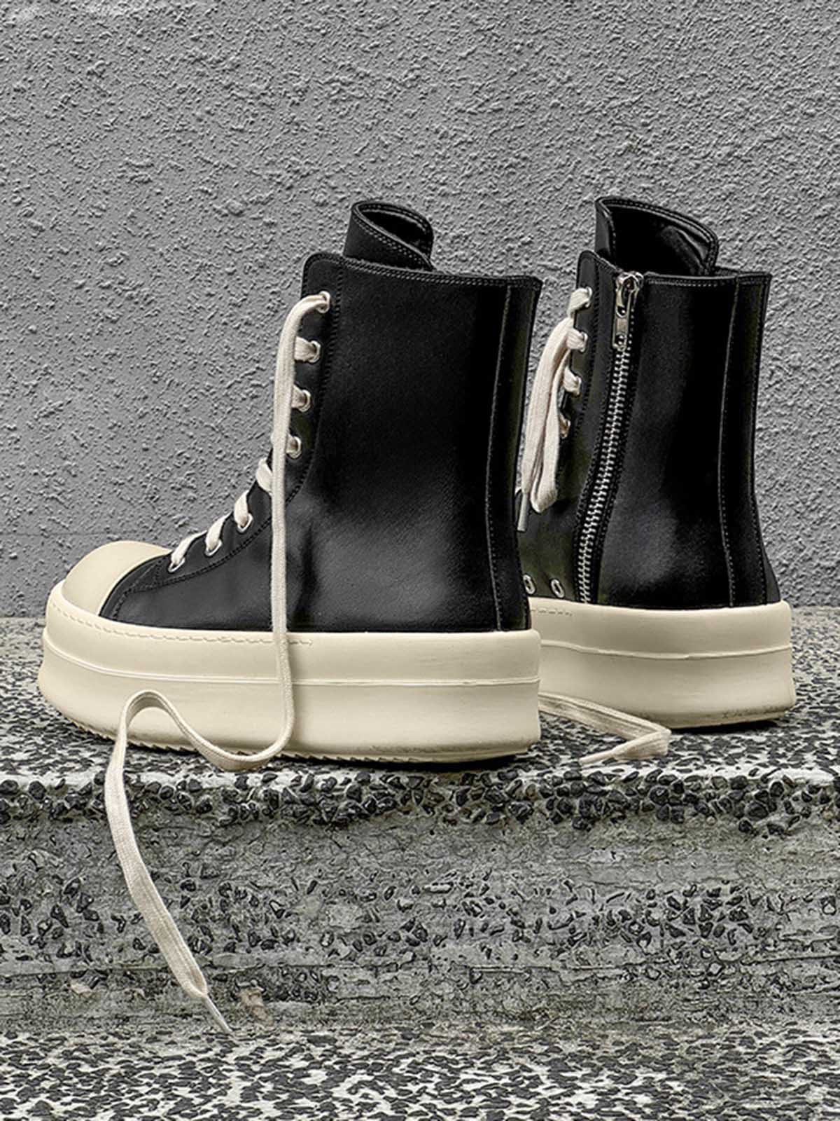 HIGH-TOP SNEAKERS WITH ROUND TOE RUBBER AND THICK WHITE SOLE