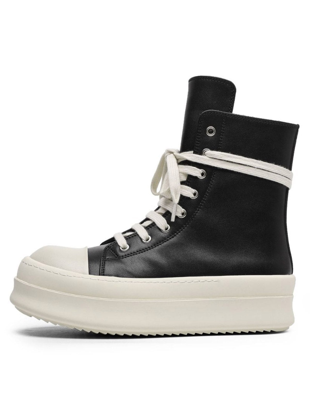 HIGH-TOP SNEAKERS WITH ROUND TOE RUBBER AND THICK WHITE SOLE