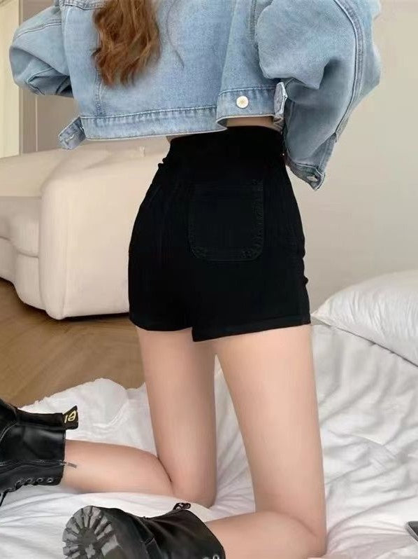 HIGH-WAISTED DENIM SHORTS - COTTON DENIM PERFECT FOR SUMMER WEAR