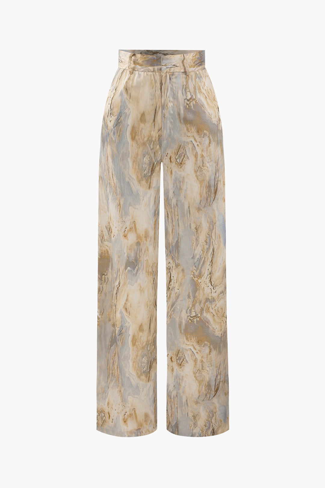 HIGH-WAISTED WIDE-LEG TROUSERS WITH UNIQUE PRINT AND CASUAL CHIFFON