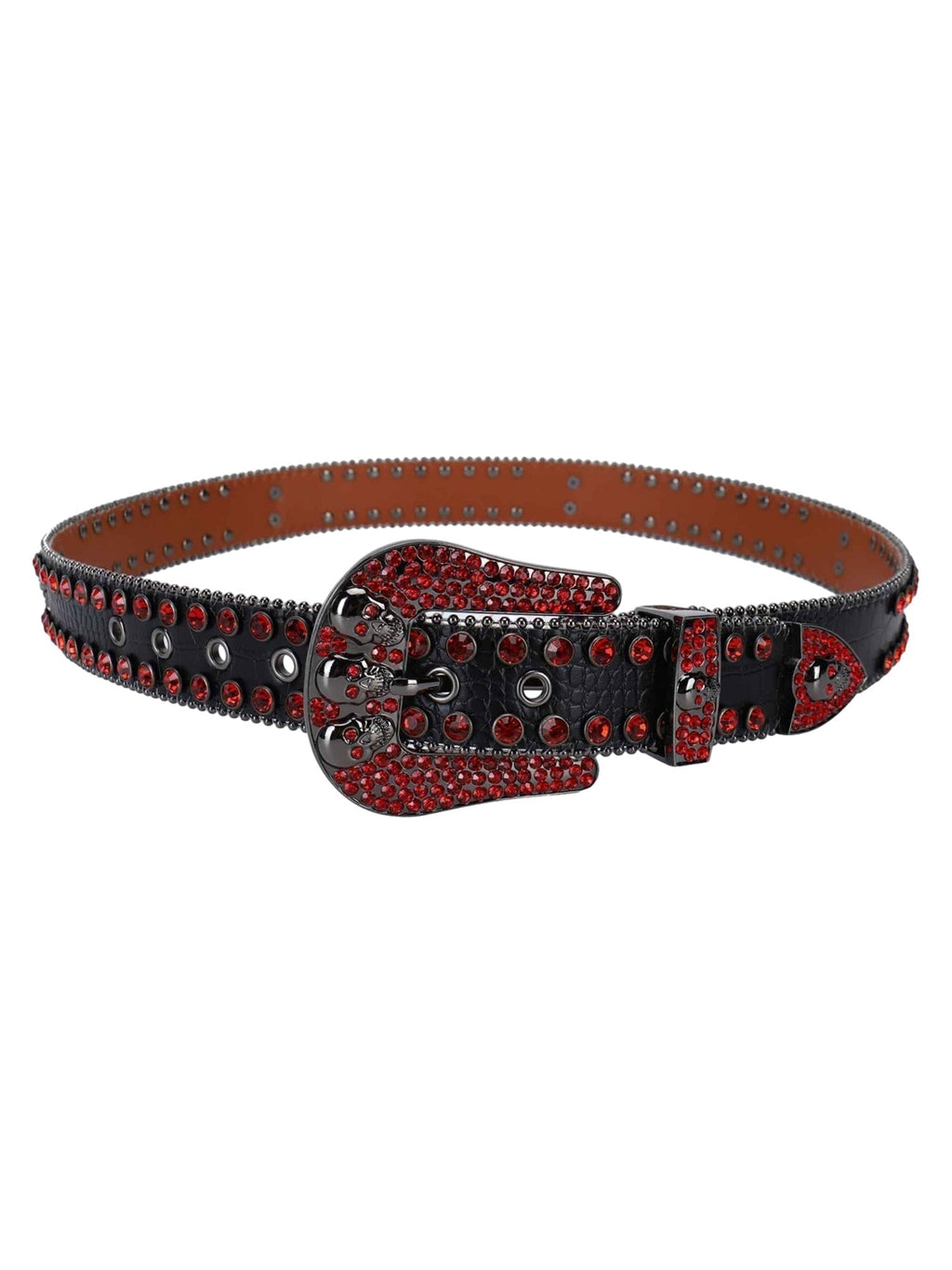HIP HOP BELT BLACK LEATHER SKULL-STUDDED HIP HOP RHINESTONE BELT