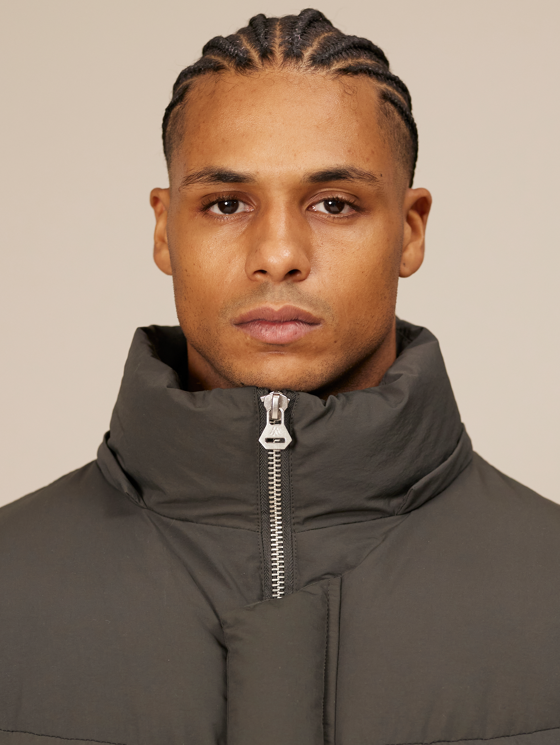 HOODED GRAY PUFFER JACKET DARK GREY OVERSIZED DROPPED SHOULDER