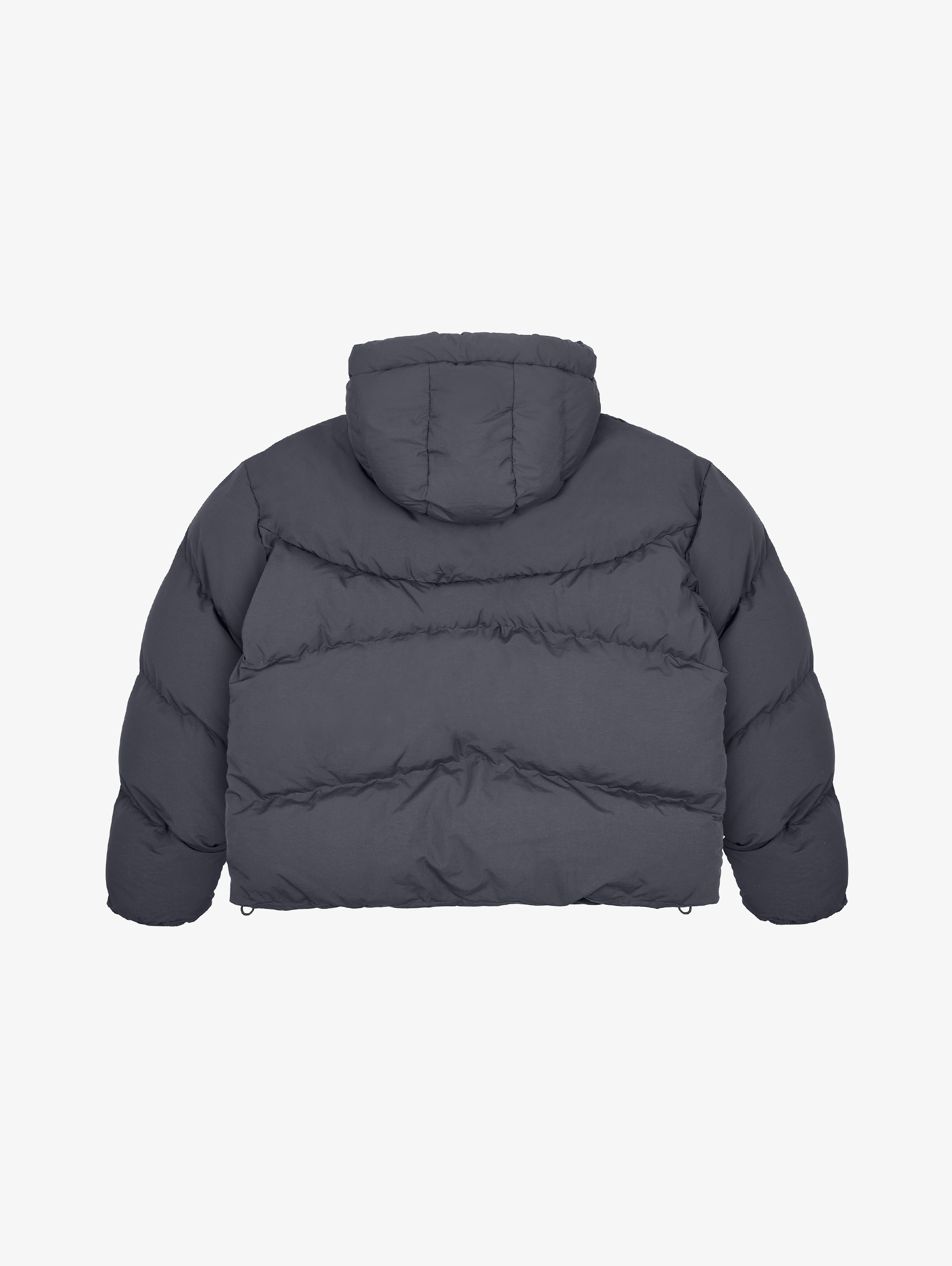 HOODED GRAY PUFFER JACKET DARK GREY OVERSIZED DROPPED SHOULDER