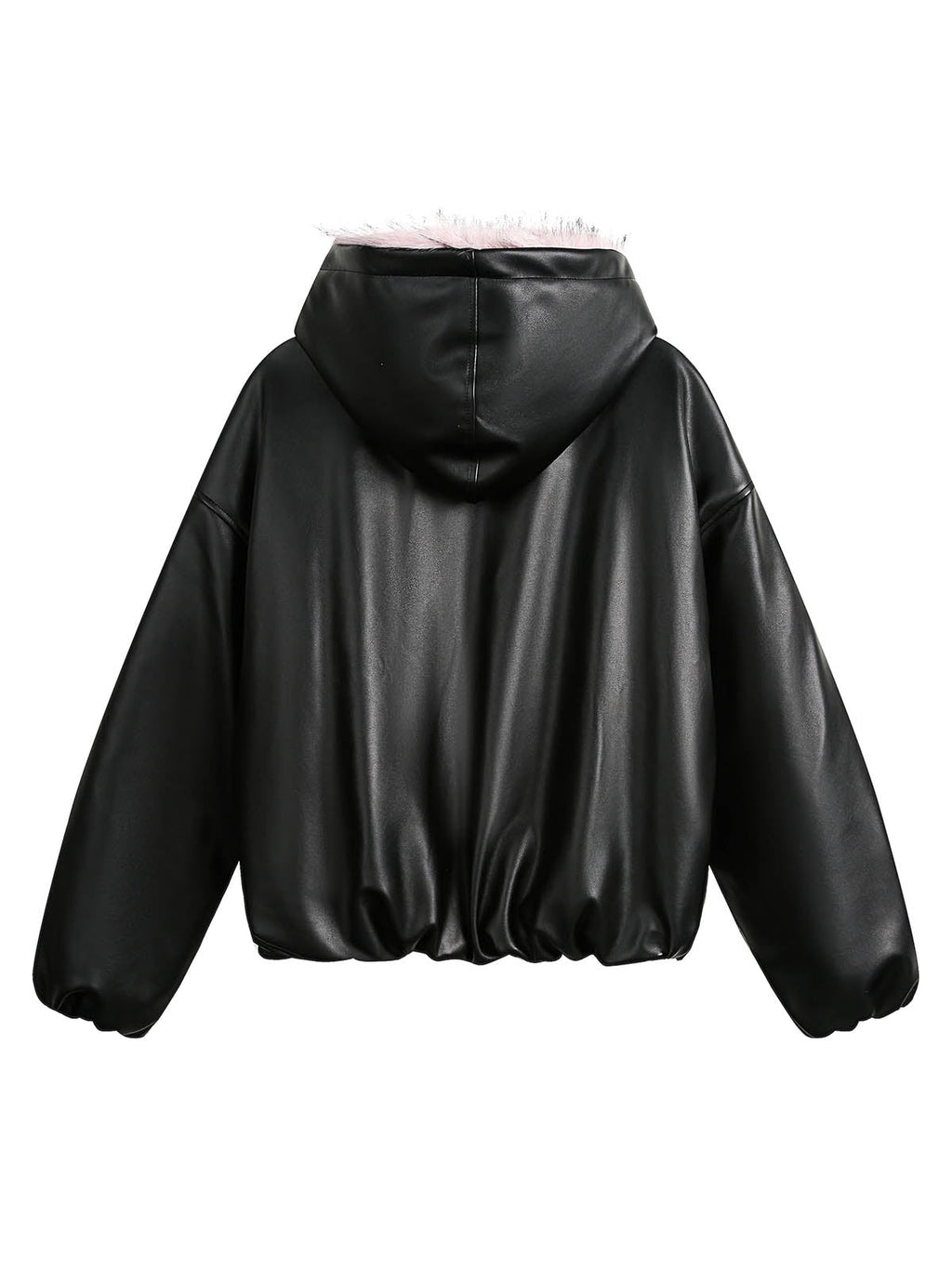 HOODED JACKET WITH PINK FAUX FUR LINING - STYLISH HOODED JACKET