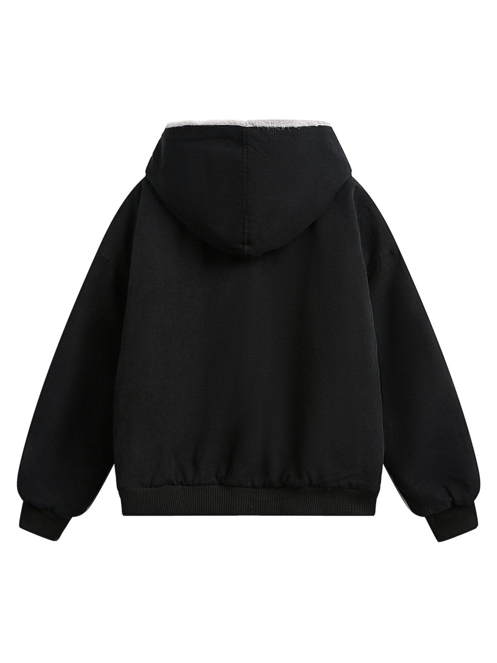 HOODED LONG SLEEVE JACKET WITH GRAY FAUX FUR LINING