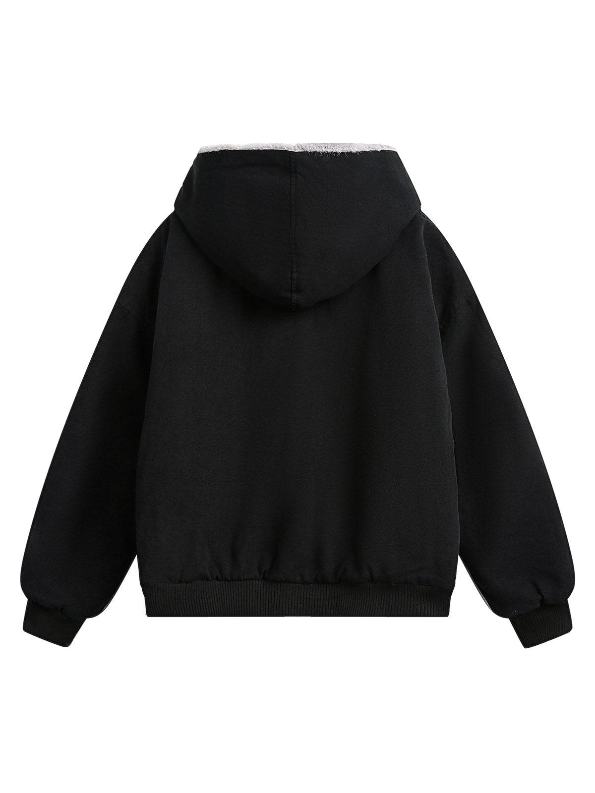 HOODED LONG SLEEVE JACKET WITH GRAY FAUX FUR LINING