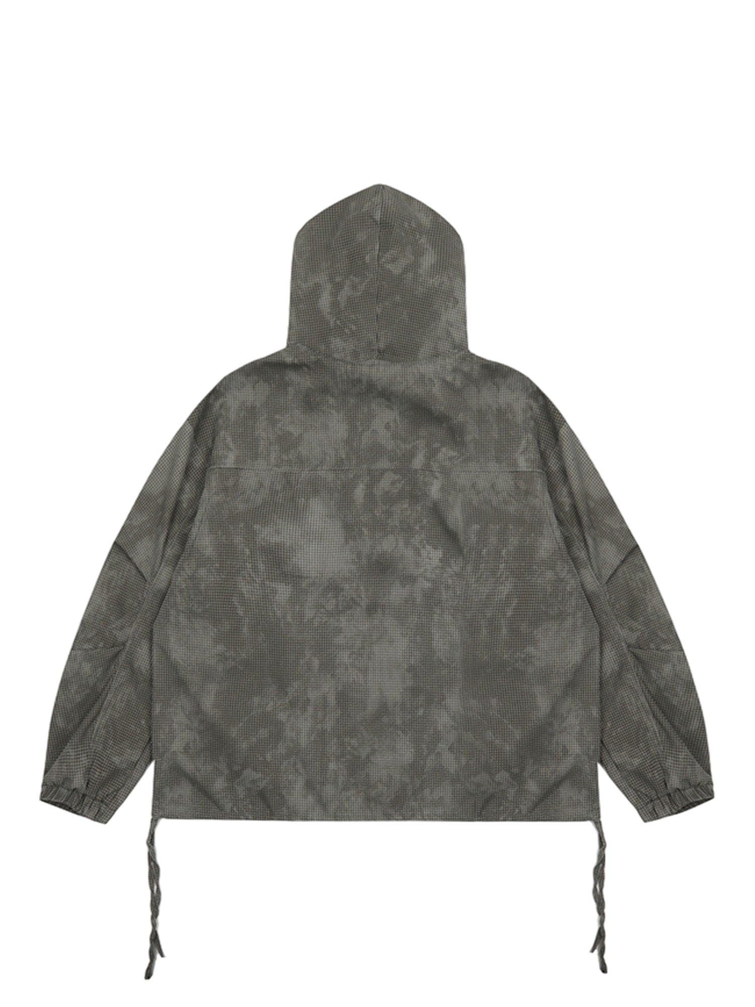 GRAY TIE-DYE HOODED ANORAK LONG SLEEVE PULLOVER