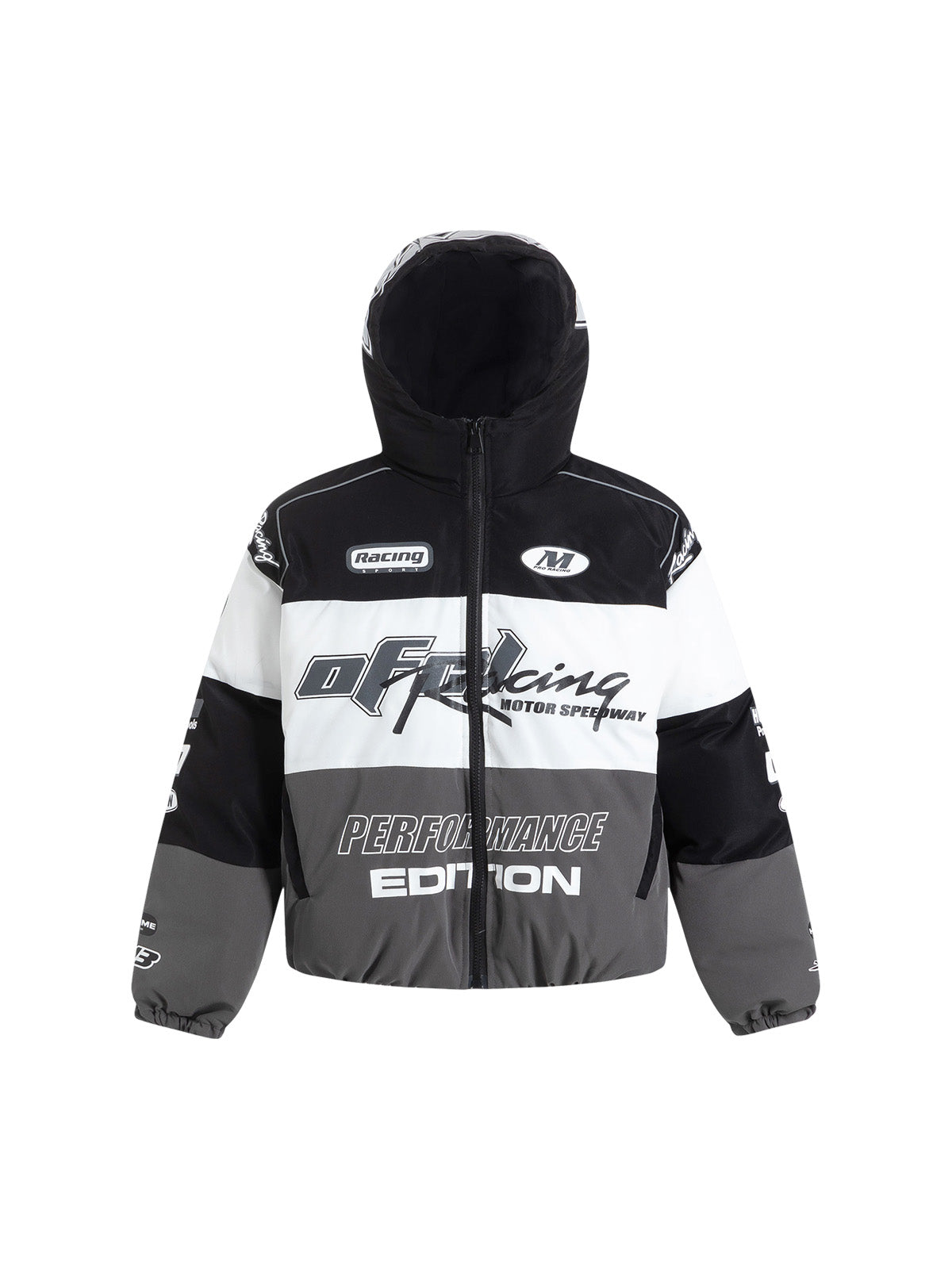 HOODED LONG SLEEVE RACING-THEMED JACKET FOR LEISURE ACTIVITIES