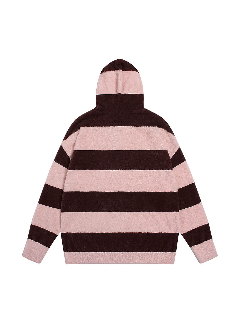 HOODED LONG SLEEVE STRIPED KNIT SWEATER WITH JACQUARD DESIGN