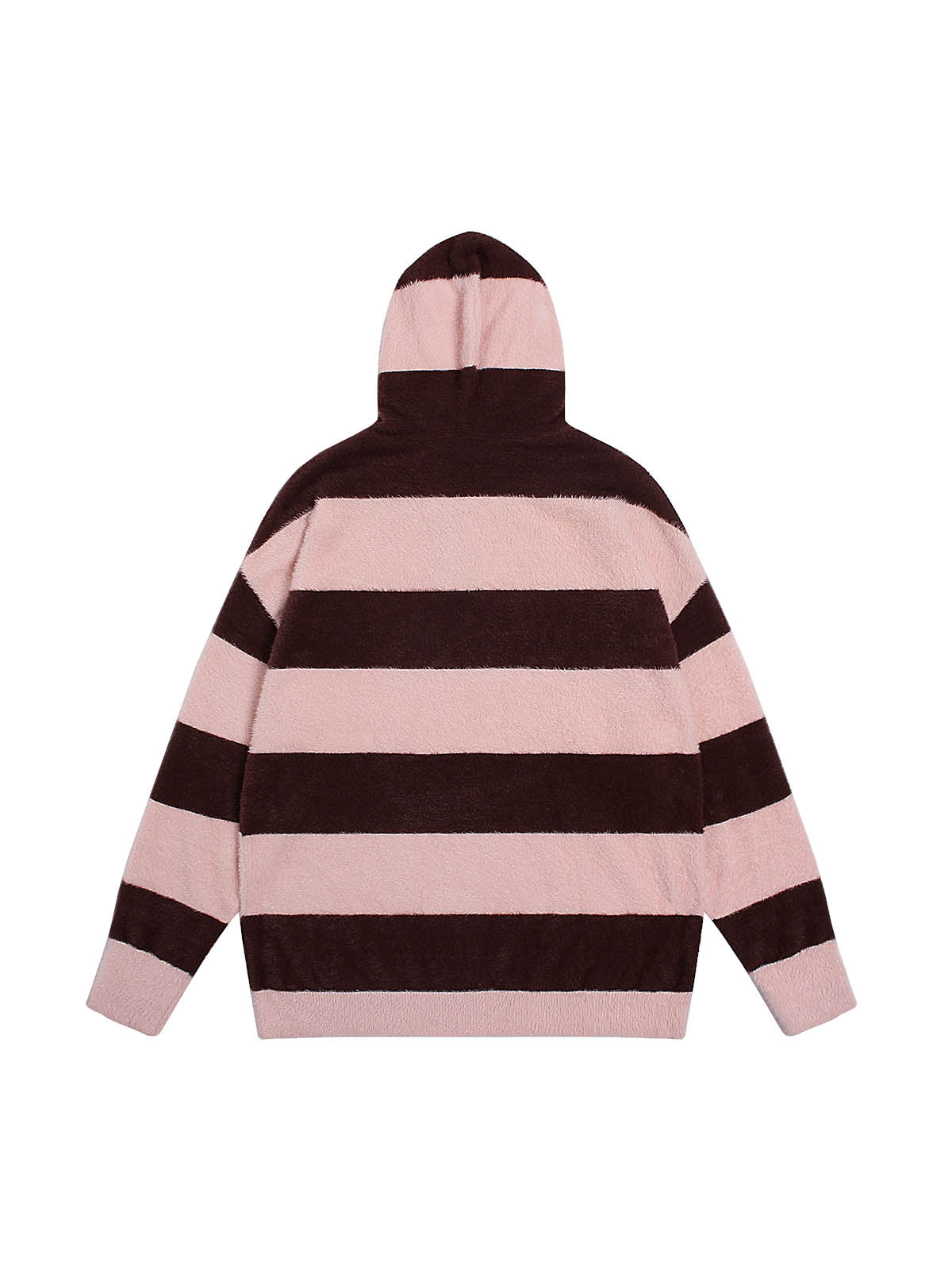 HOODED LONG SLEEVE STRIPED KNIT SWEATER WITH JACQUARD DESIGN