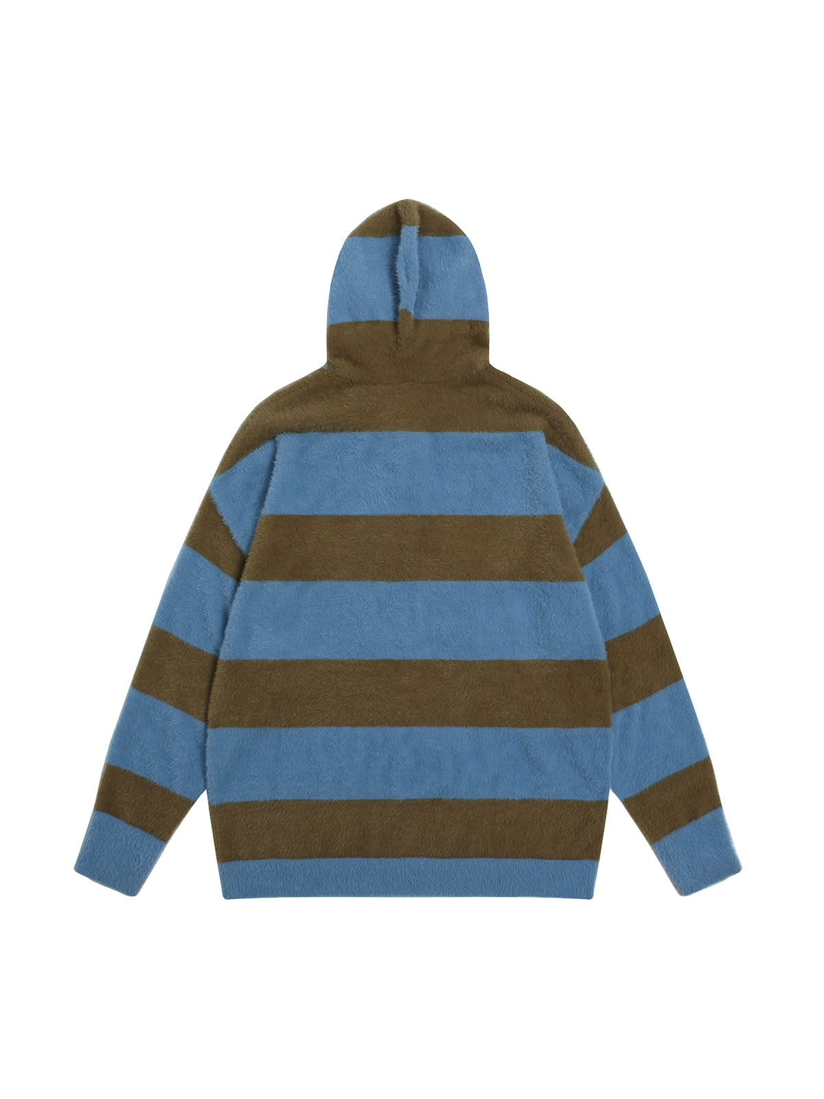 HOODED LONG SLEEVE STRIPED KNIT SWEATER WITH JACQUARD DESIGN