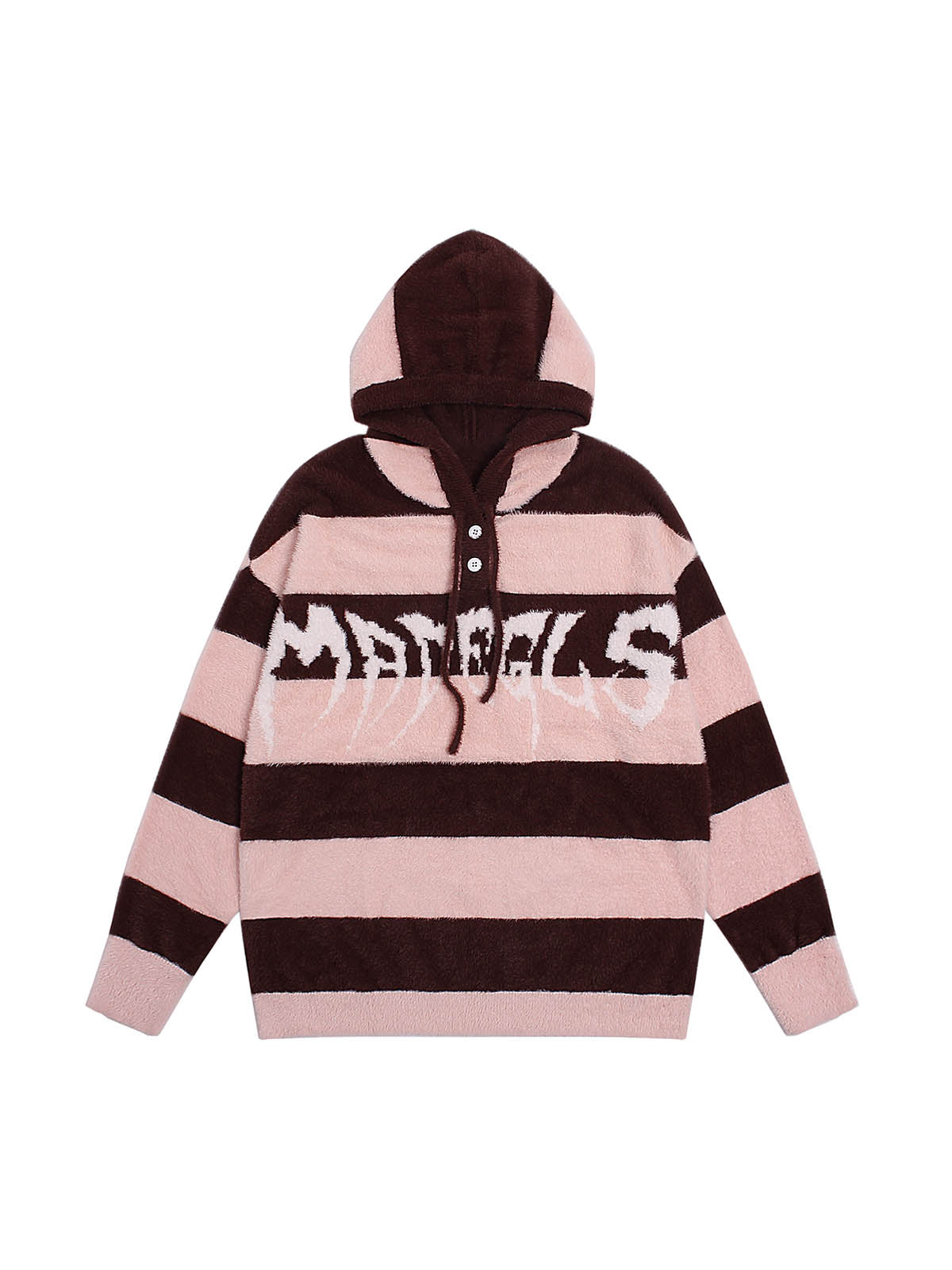 HOODED LONG SLEEVE STRIPED KNIT SWEATER WITH JACQUARD DESIGN