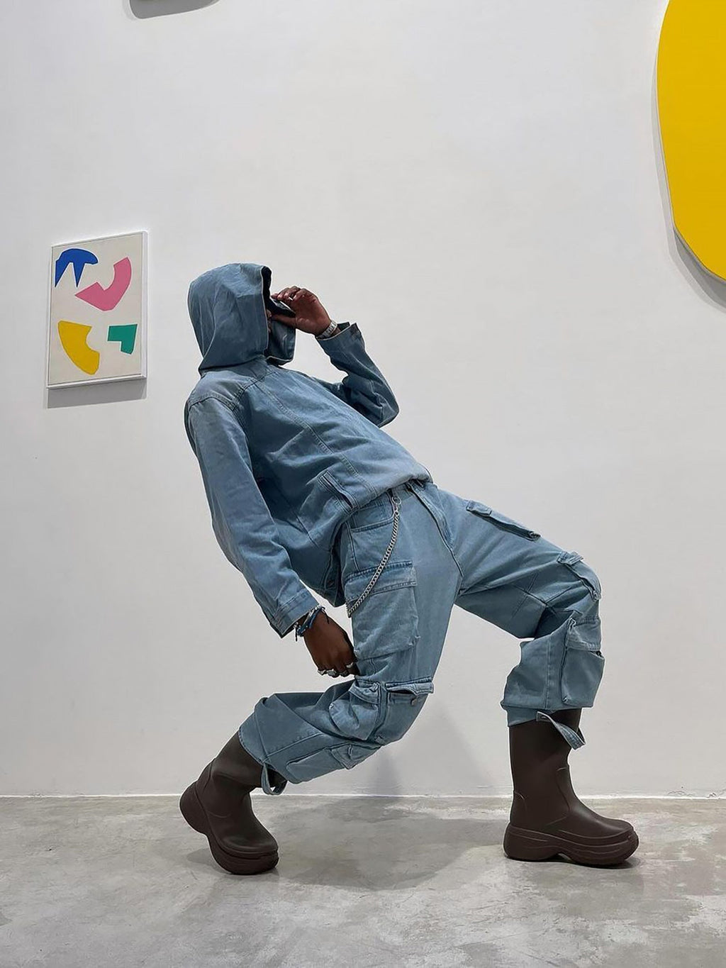 HOODED SWEATSHIRT BLUE DENIM WORN DENIM HOODIE FROM SWEETHEART SUPPLIES