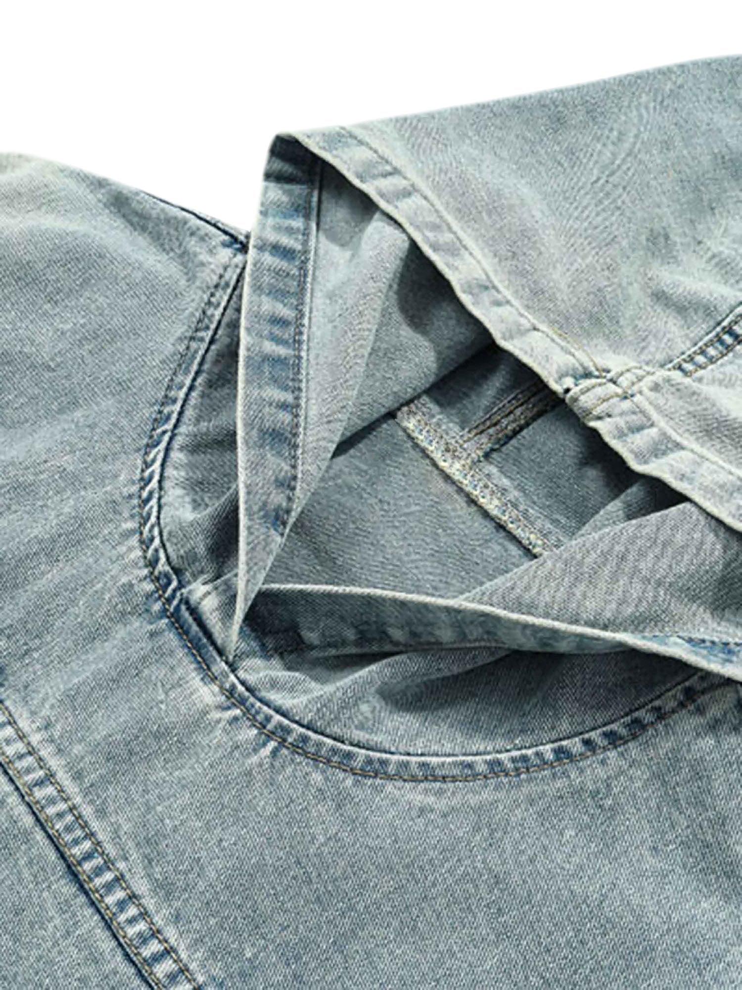 HOODED SWEATSHIRT BLUE DENIM WORN DENIM HOODIE FROM SWEETHEART SUPPLIES