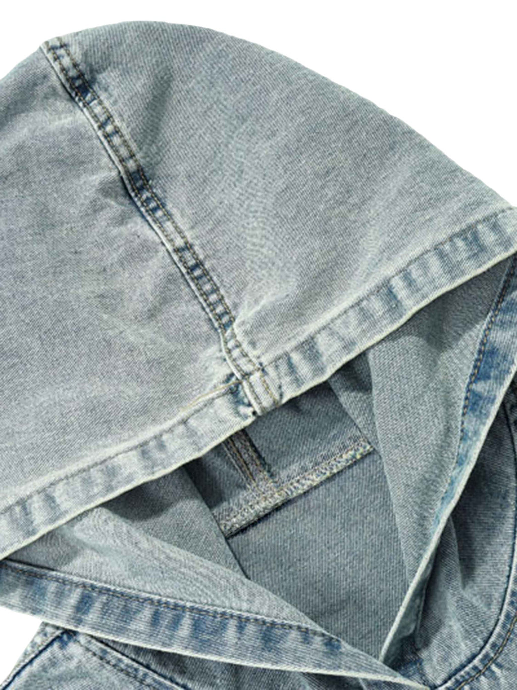 HOODED SWEATSHIRT BLUE DENIM WORN DENIM HOODIE FROM SWEETHEART SUPPLIES