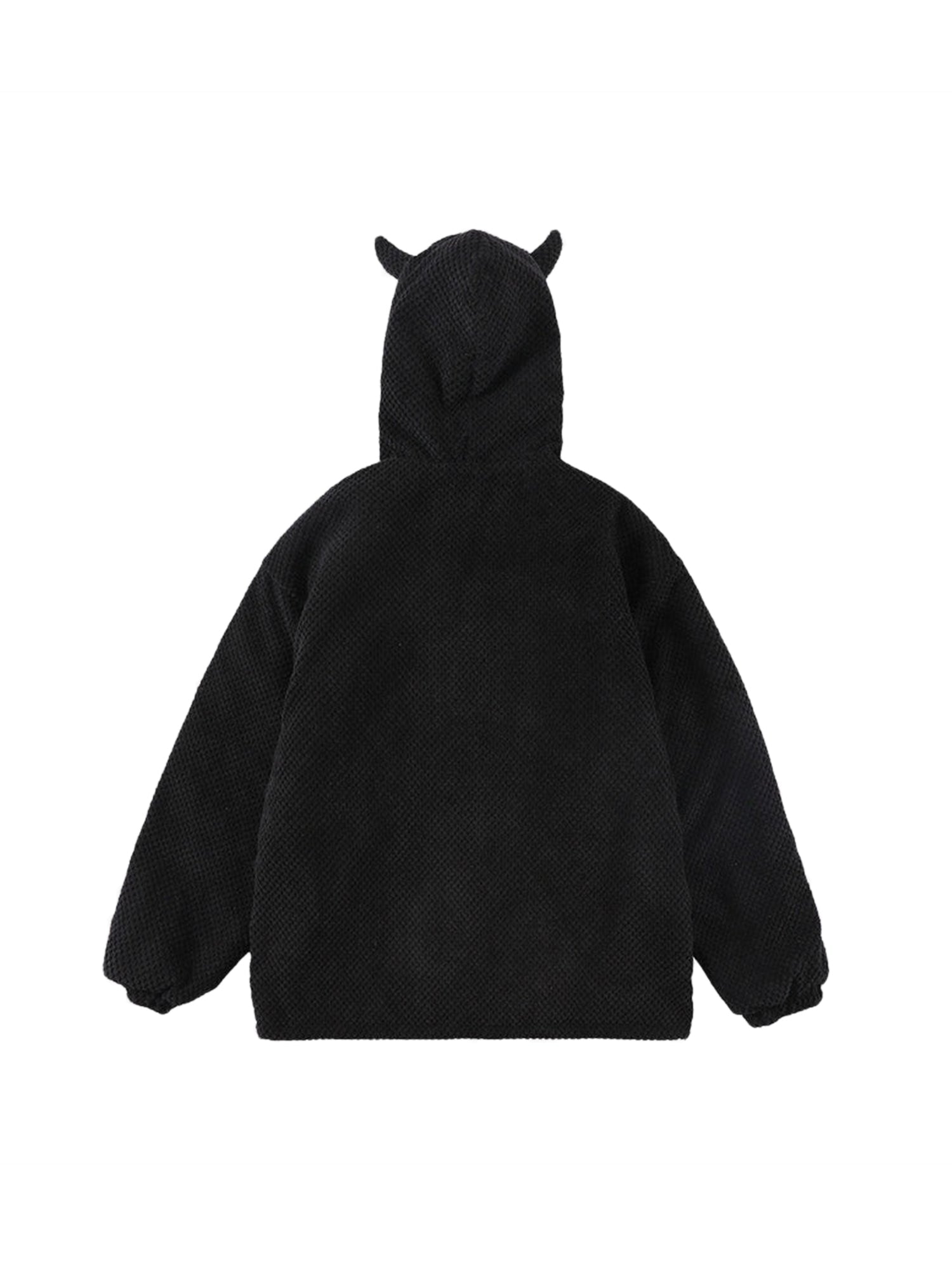 HOODED SWEATSHIRT FUZZY PINK WITH DEVIL HORNS HOODED DESIGN