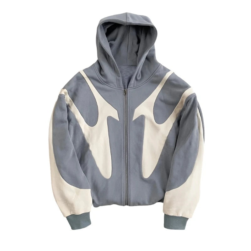 HOODED ZIP-UP SWEATSHIRT GRAY AND WHITE HAND CARE ROUTINE ESSENTIAL