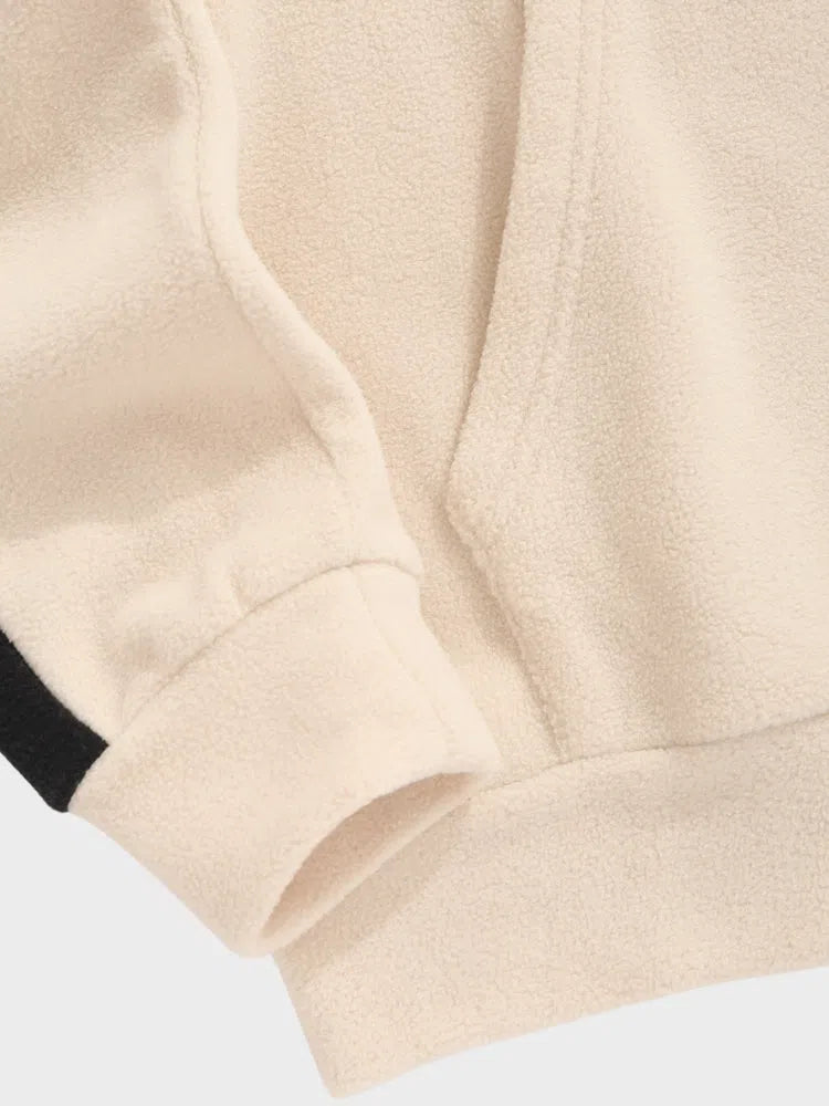 HOODIE BEIGE AVEC RAYURES NOIRES UNISEXE VINTAGE CASUAL UNE TOUCHE