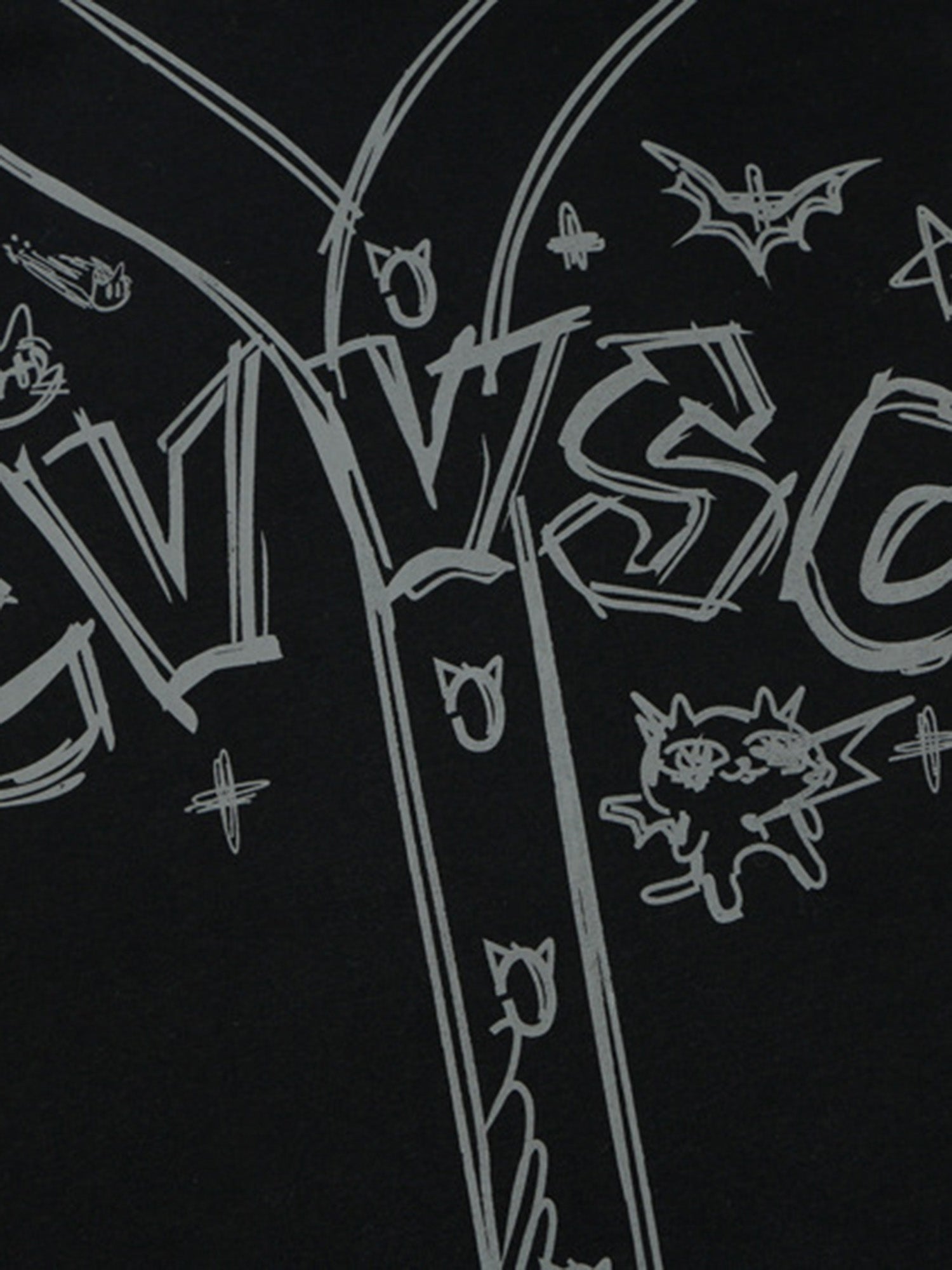 HOODIE WITH CAT EARS AND WHITE STITCHING - SWEETHEART SUPPLIES GRAFFITI FLEECE HOODIE