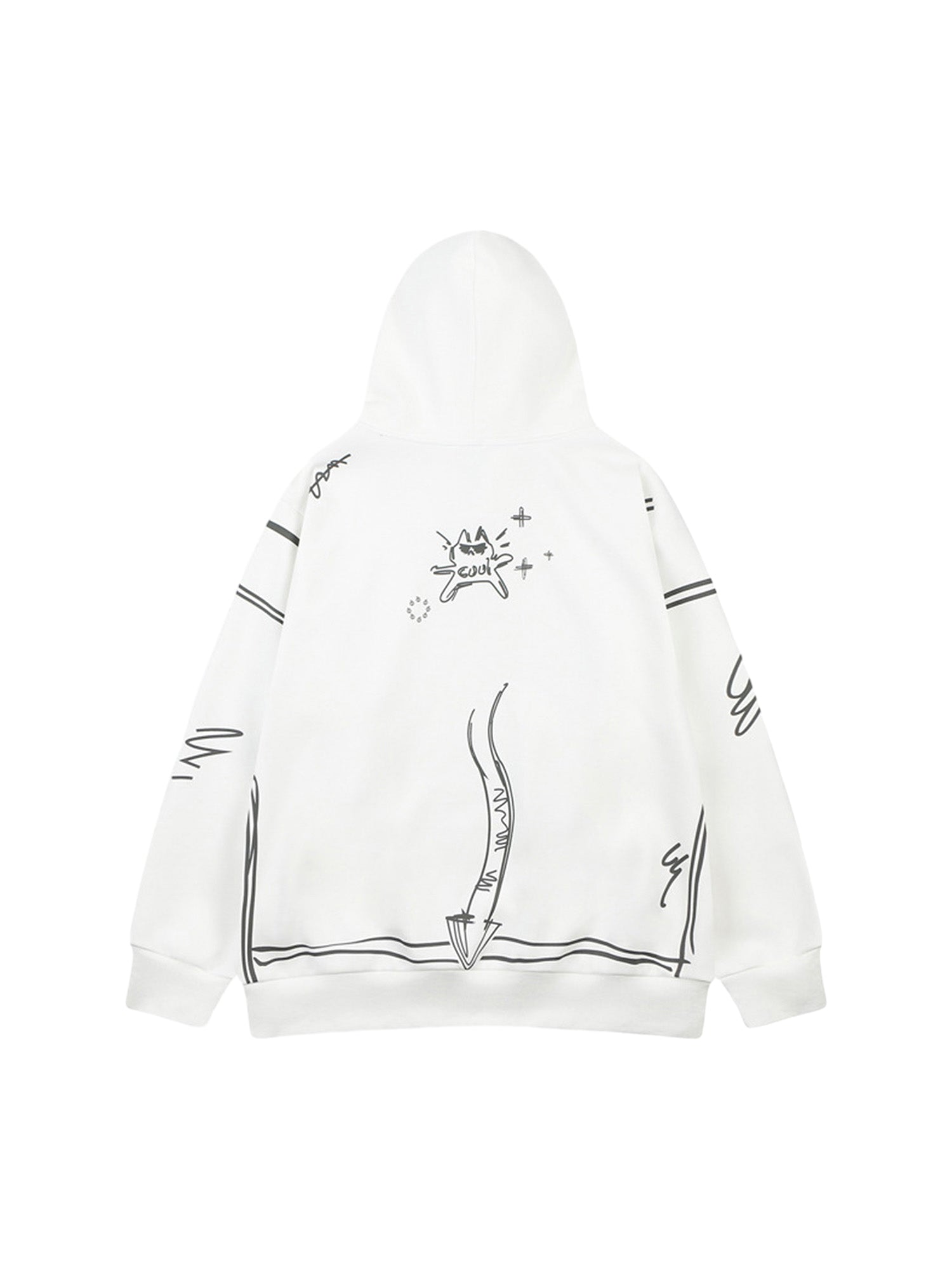 HOODIE WITH CAT EARS AND WHITE STITCHING - SWEETHEART SUPPLIES GRAFFITI FLEECE HOODIE