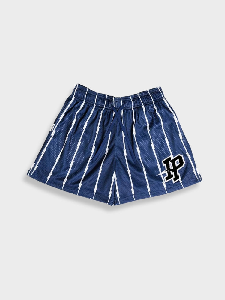 LIGHTNING BOLT BLACK SHORTS WITH PURPLE LOGO
