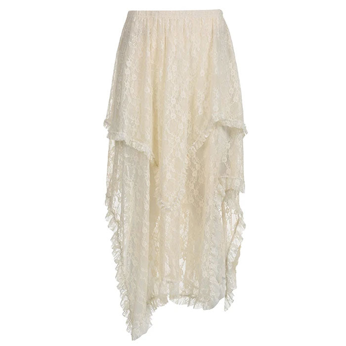 IVORY LACE TIERED SKIRT FAIRYCORE ASYMMETRICAL LACE