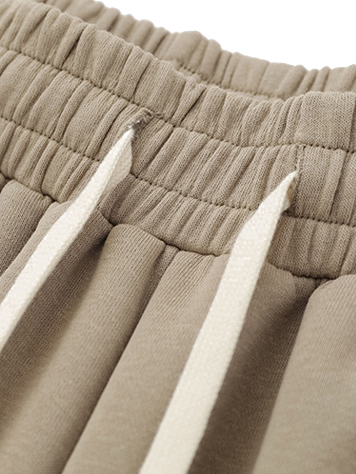 KHAKI BARBED WIRE SHORTS MID WAIST STRAIGHT LEG DESIGN