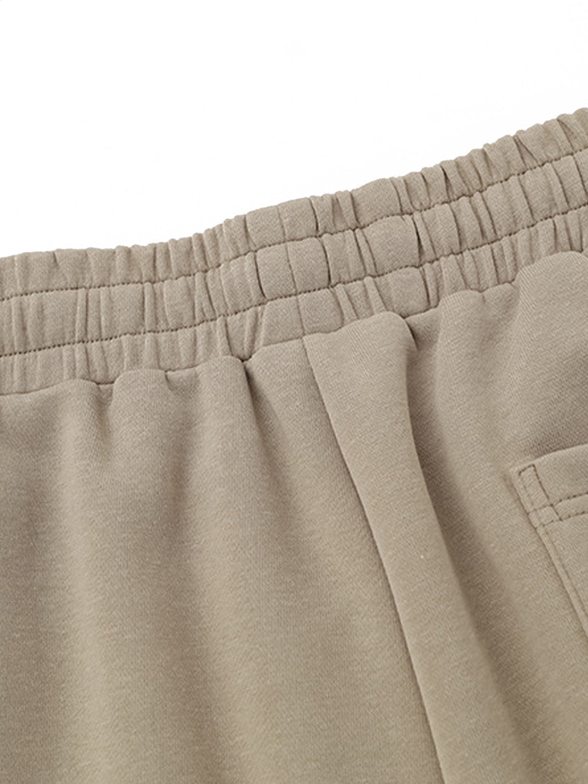 KHAKI BARBED WIRE SHORTS MID WAIST STRAIGHT LEG DESIGN