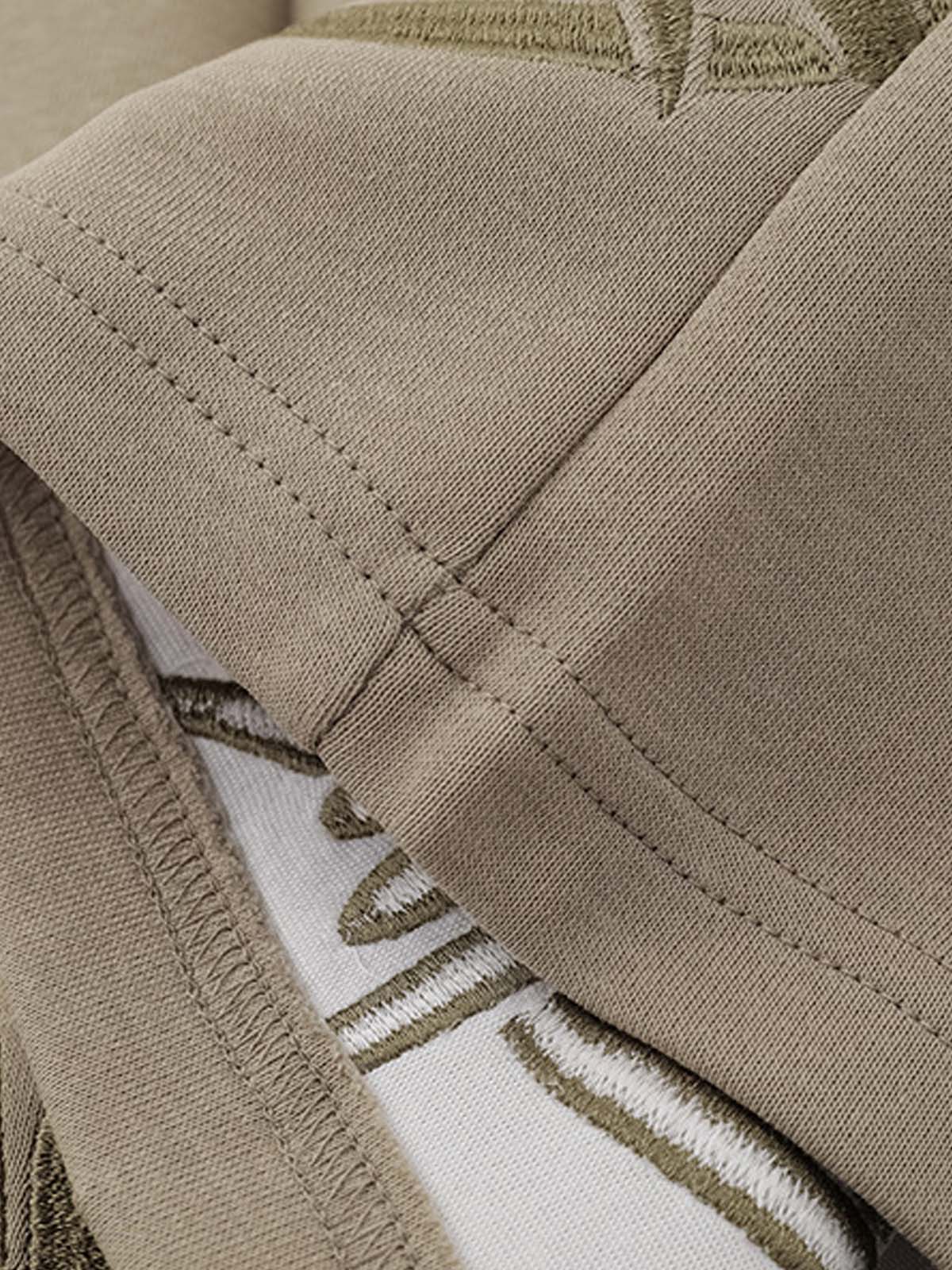 KHAKI BARBED WIRE SHORTS MID WAIST STRAIGHT LEG DESIGN