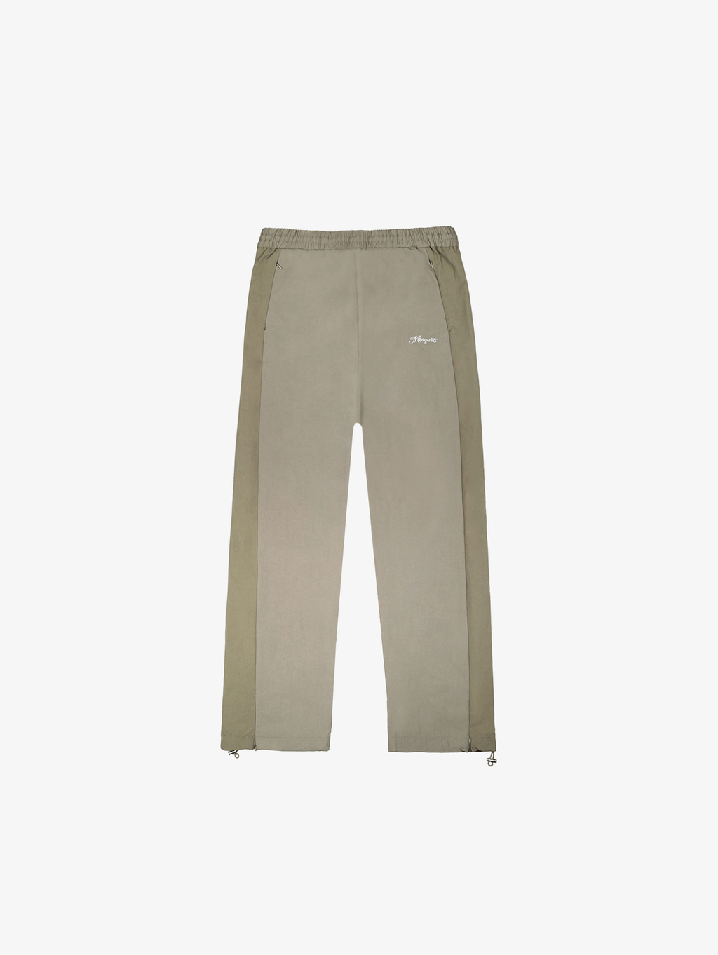 KHAKI TRACK PANTS WITH BEIGE CONTRAST CRINKLE DETAIL