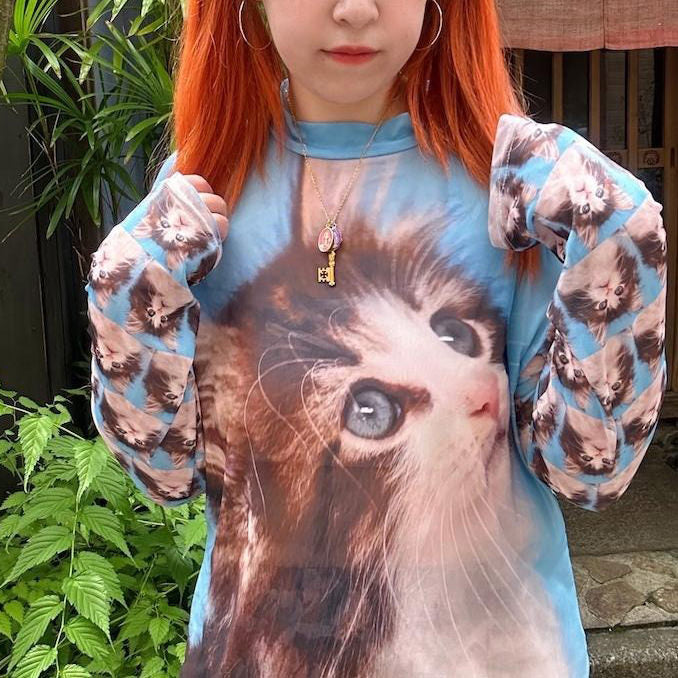 KITTEN FACE LONG SLEEVE SHIRT ANIMAL ENTHUSIAST LONG SLEEVE