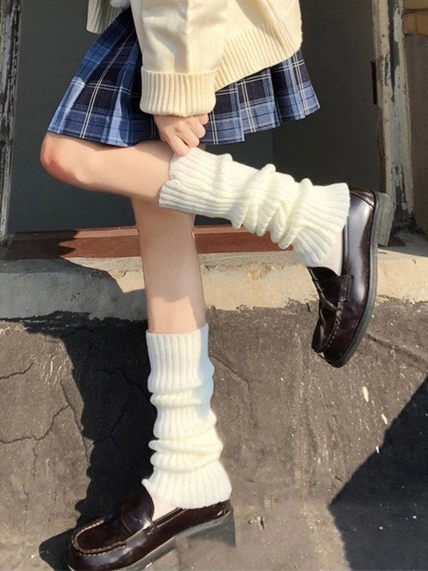 KNEE-HIGH KNIT LEG WARMERS COTTON BLEND CASUAL COTTON BLEND