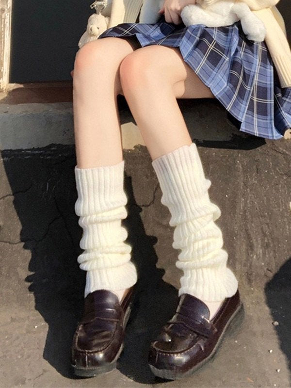 KNEE-HIGH KNIT LEG WARMERS COTTON BLEND CASUAL COTTON BLEND