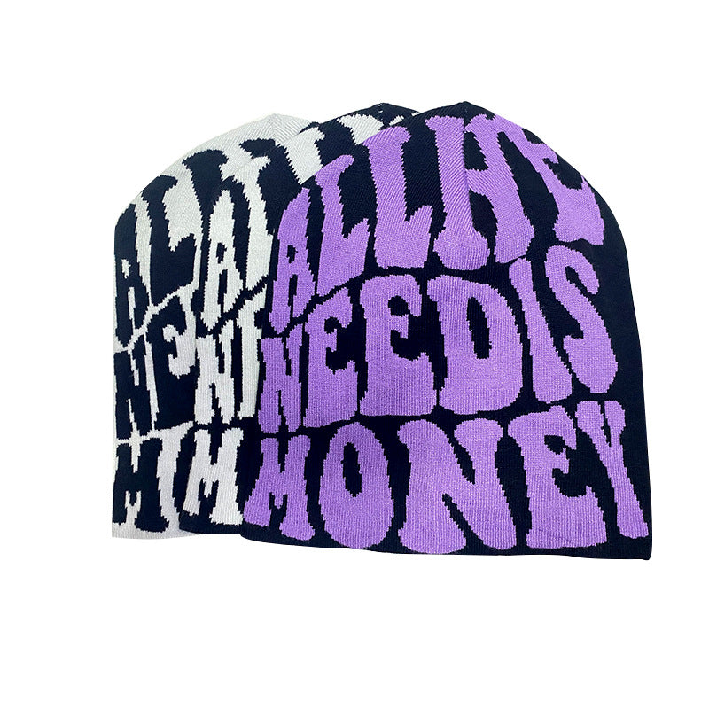 KNIT BEANIE SET WITH TEXT - PERFECT FIT AND BREATHABLE MESH