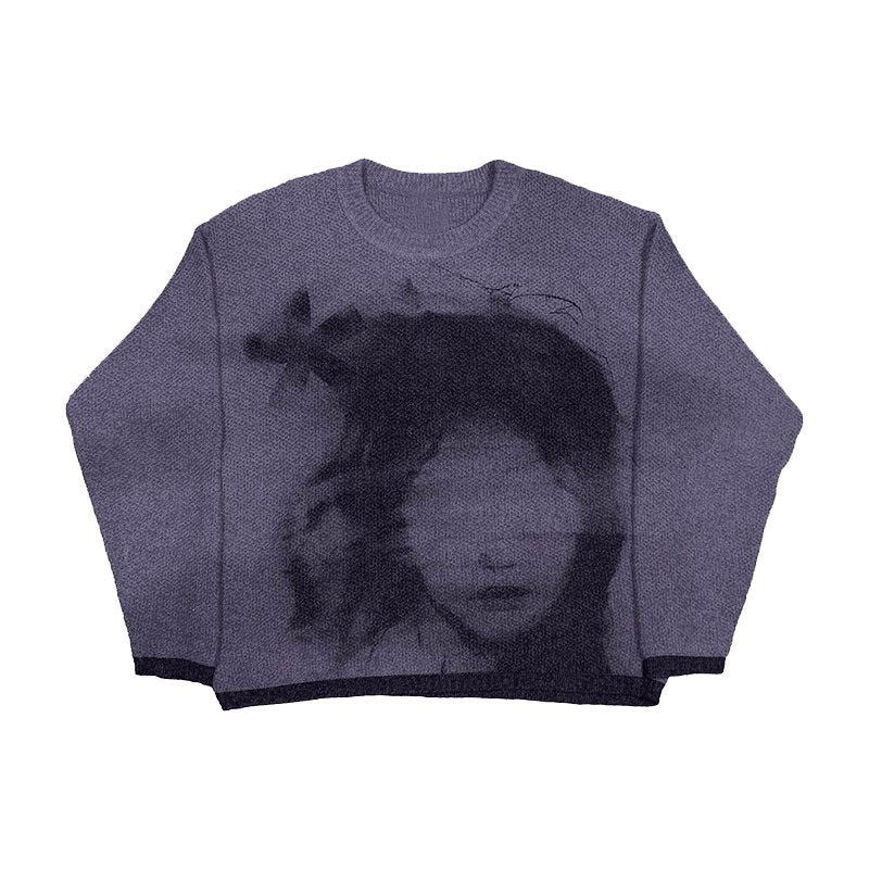 KNIT SWEATER DREAMLESS GAZE FEATURING A GIRL'S FACE