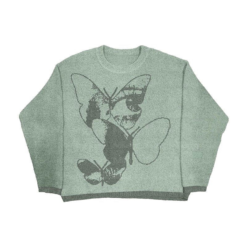 KNIT SWEATER WITH BUTTERFLY DESIGN - EFFORTLESS KNITTING