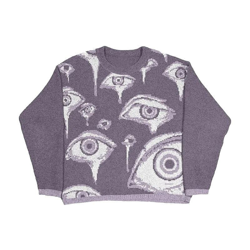 KNIT SWEATER WITH EYE PATTERN - PURPLE - SLIP-ON SHOES STYLE