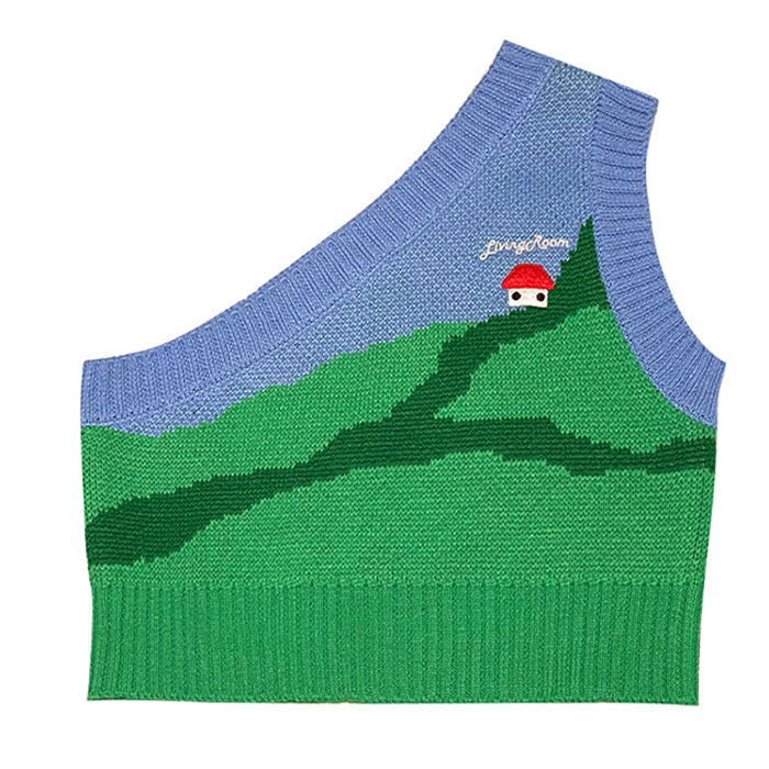 KNITTED LANDSCAPE SWEATER VEST FOR MEN AND WOMEN