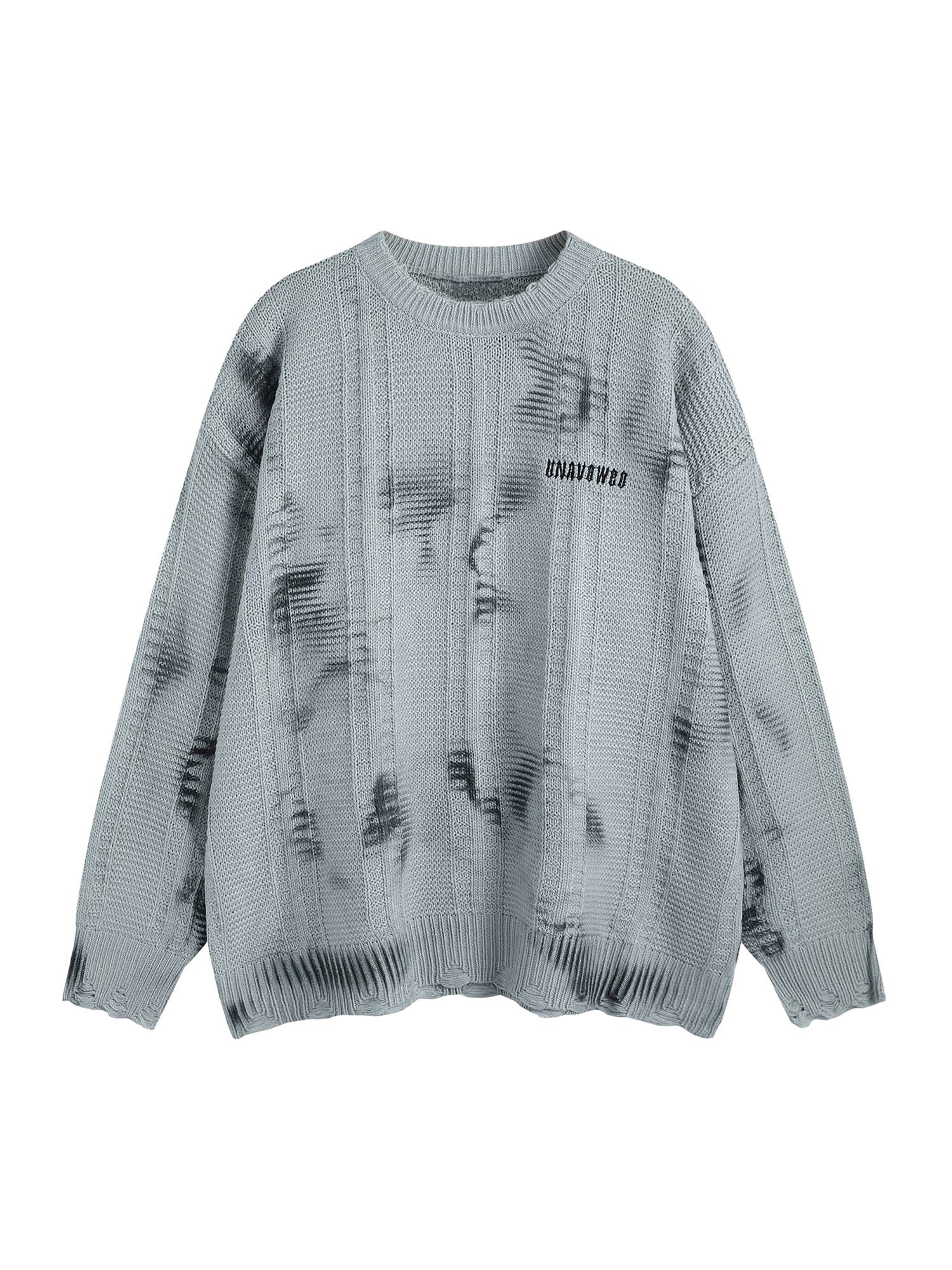 KNITTED LONG SLEEVE SWEATER WITH BEIGE AND BROWN PATTERNED DESIGN