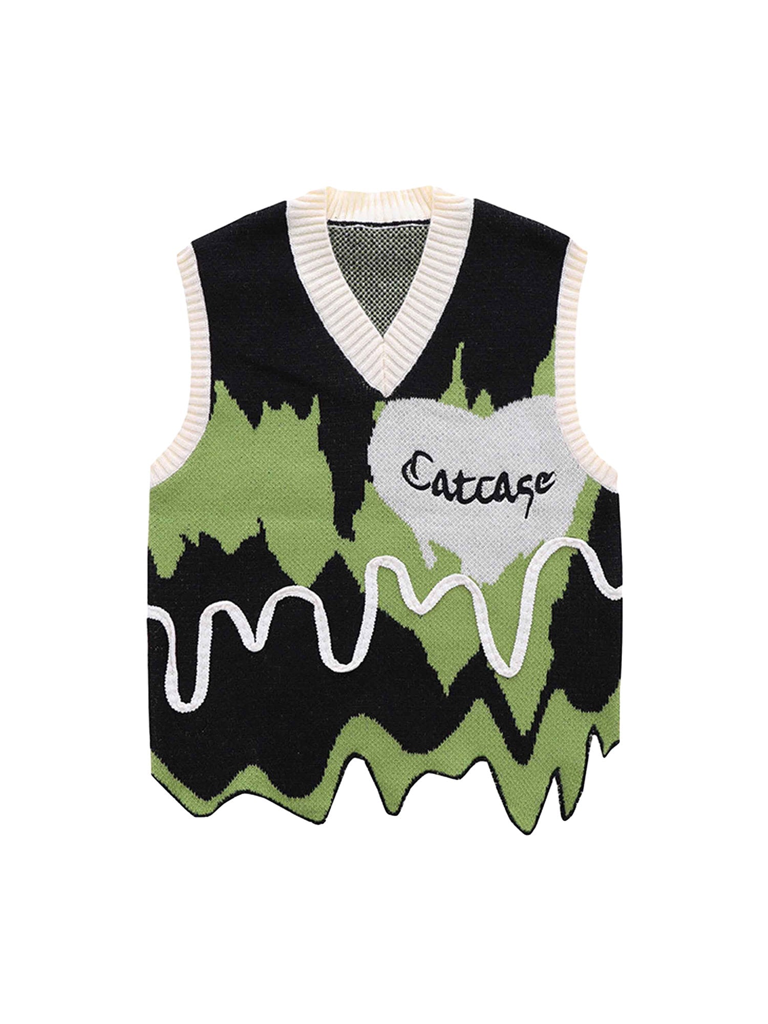 KNITTED SWEATER VEST WITH HEART - TRENDY CASUAL SLEEVELESS STYLE