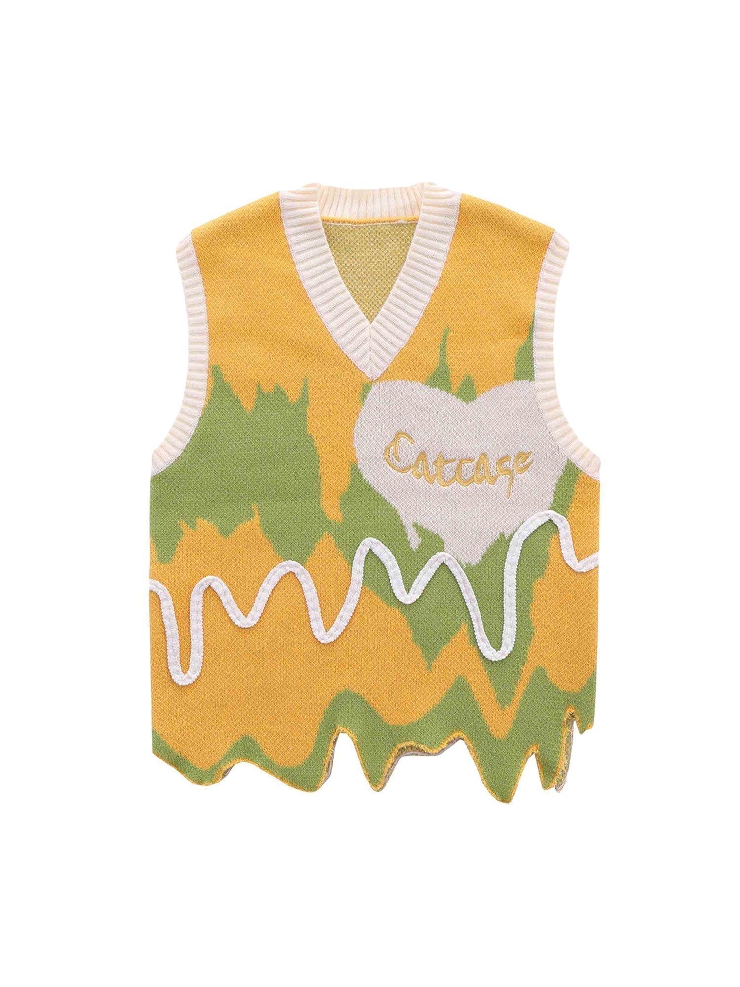 KNITTED SWEATER VEST WITH HEART - TRENDY CASUAL SLEEVELESS STYLE